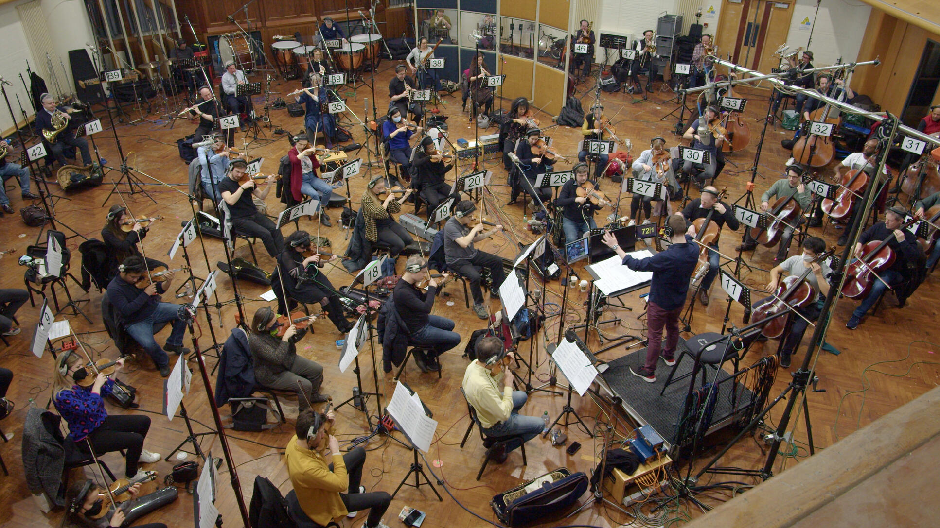 Recording orchestra at Air Studios